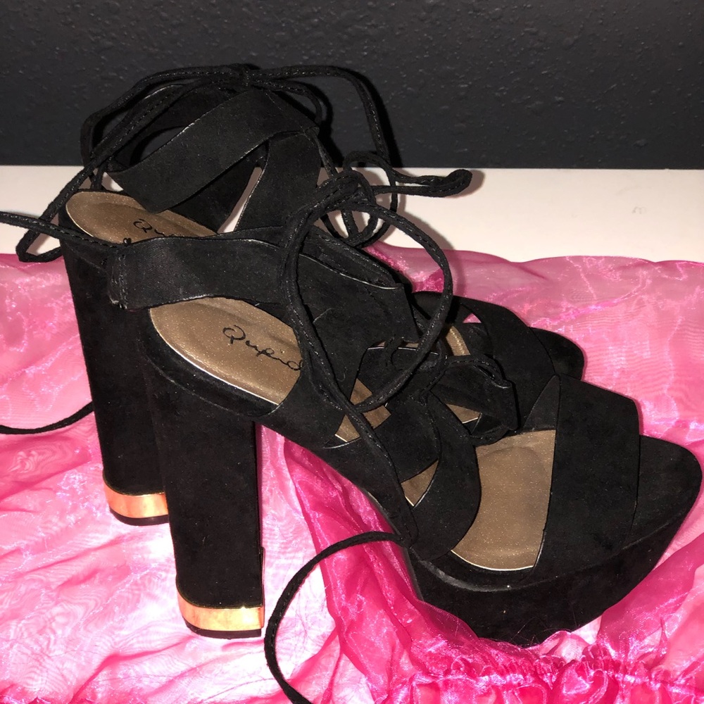 Lola shoetique suede strap platforms